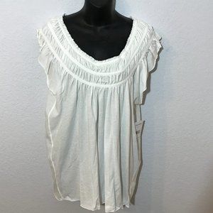 We the Free (Anthropologie) NWT Women's Gathered Neck Ivory COCONUTS Top, Large